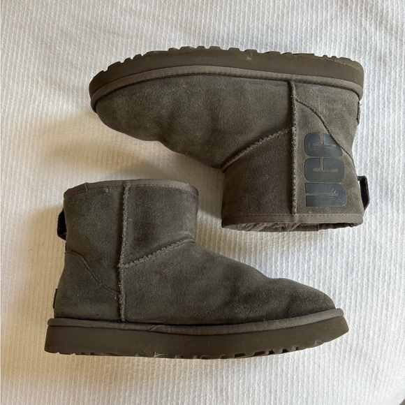 UGG Shoes - UGG Mini Classic Logo Boot Gray Women’s size 9